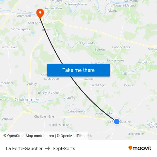 La Ferte-Gaucher to Sept-Sorts map