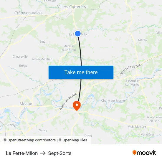 La Ferte-Milon to Sept-Sorts map