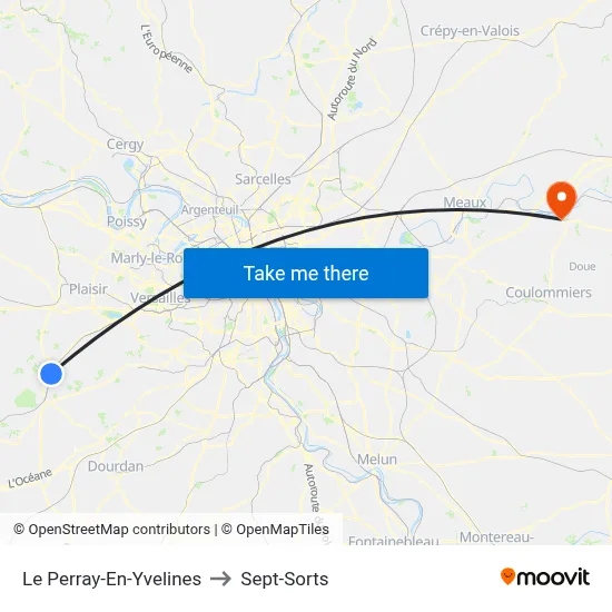 Le Perray-En-Yvelines to Sept-Sorts map