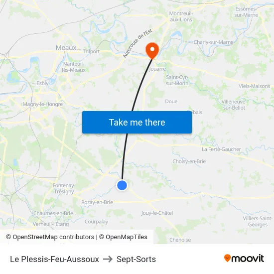 Le Plessis-Feu-Aussoux to Sept-Sorts map