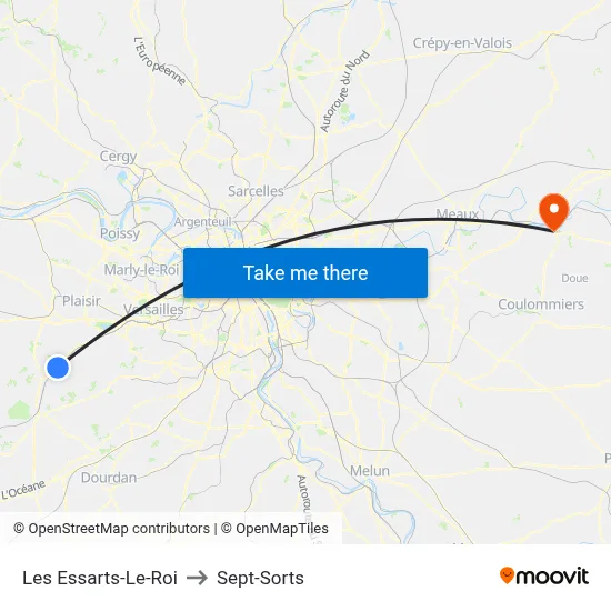 Les Essarts-Le-Roi to Sept-Sorts map
