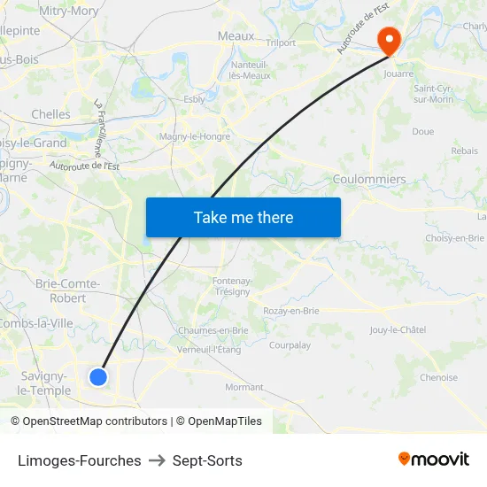 Limoges-Fourches to Sept-Sorts map