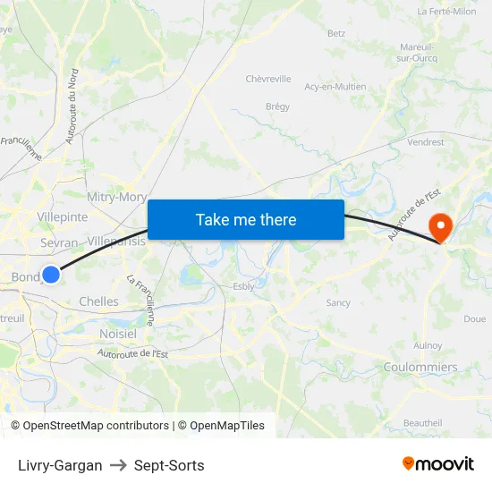 Livry-Gargan to Sept-Sorts map