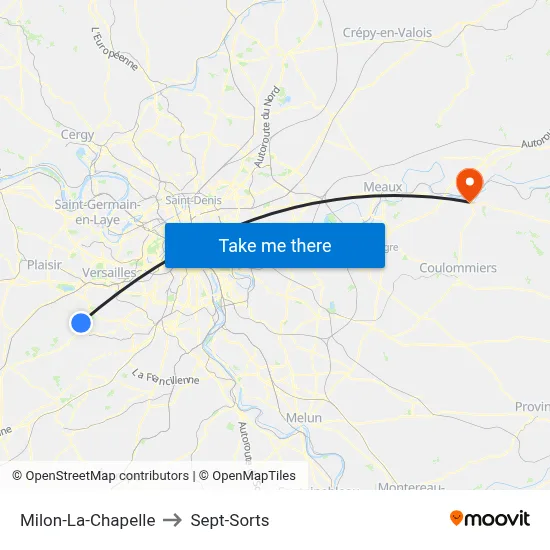 Milon-La-Chapelle to Sept-Sorts map