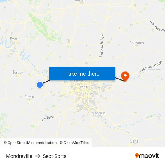 Mondreville to Sept-Sorts map