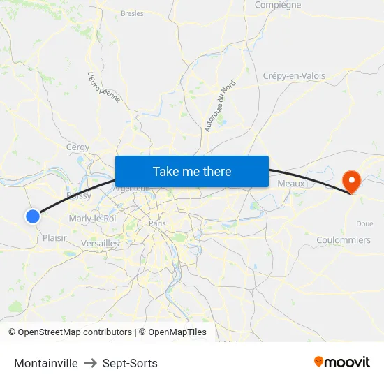 Montainville to Sept-Sorts map