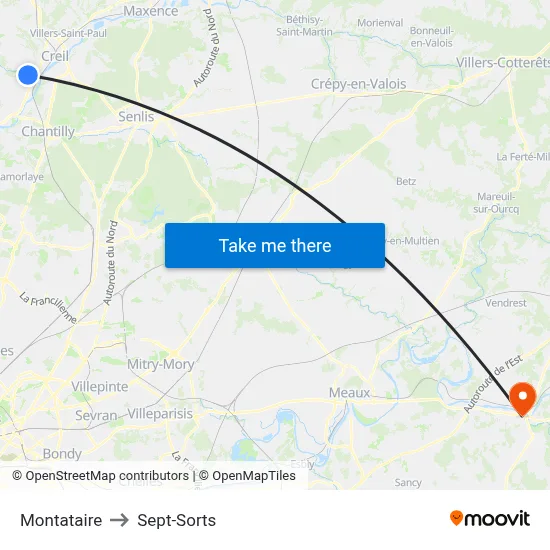 Montataire to Sept-Sorts map