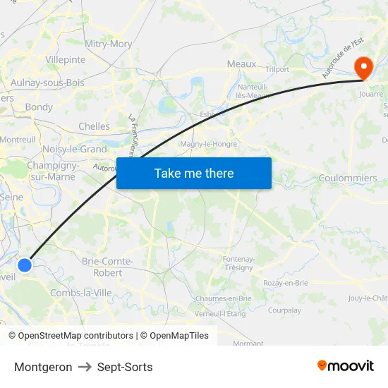 Montgeron to Sept-Sorts map