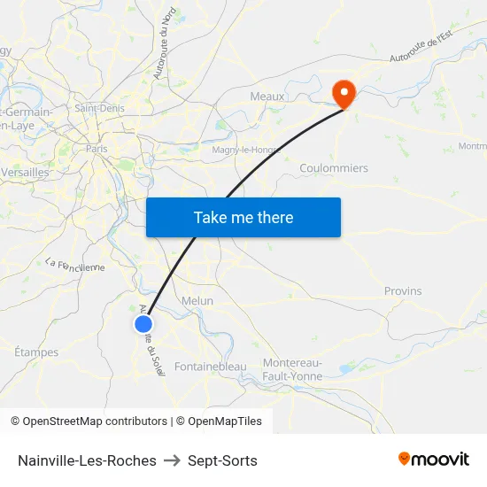 Nainville-Les-Roches to Sept-Sorts map