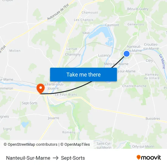 Nanteuil-Sur-Marne to Sept-Sorts map