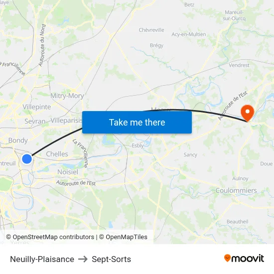 Neuilly-Plaisance to Sept-Sorts map