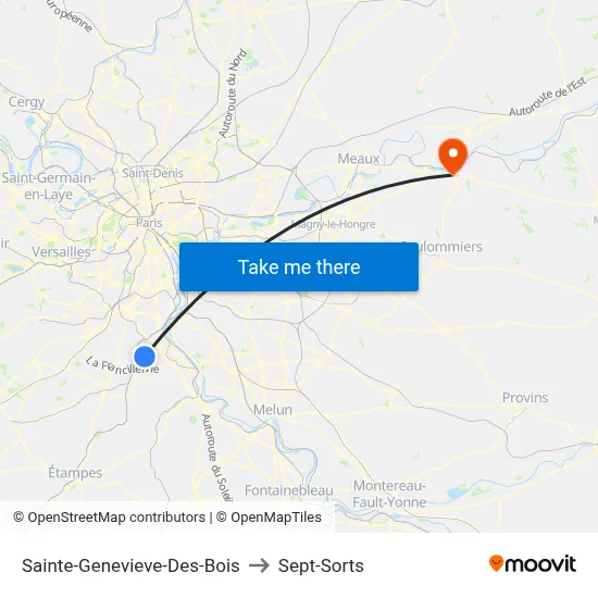 Sainte-Genevieve-Des-Bois to Sept-Sorts map