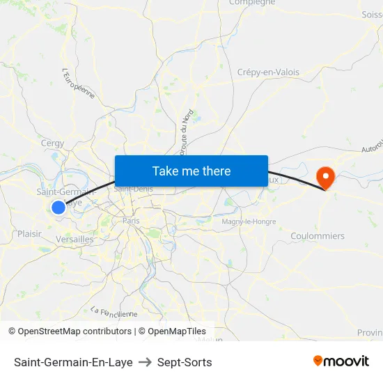 Saint-Germain-En-Laye to Sept-Sorts map