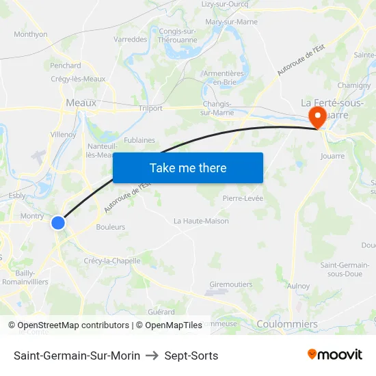Saint-Germain-Sur-Morin to Sept-Sorts map