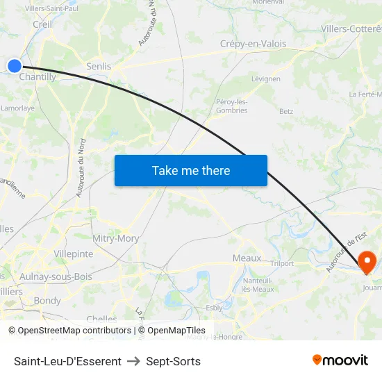 Saint-Leu-D'Esserent to Sept-Sorts map
