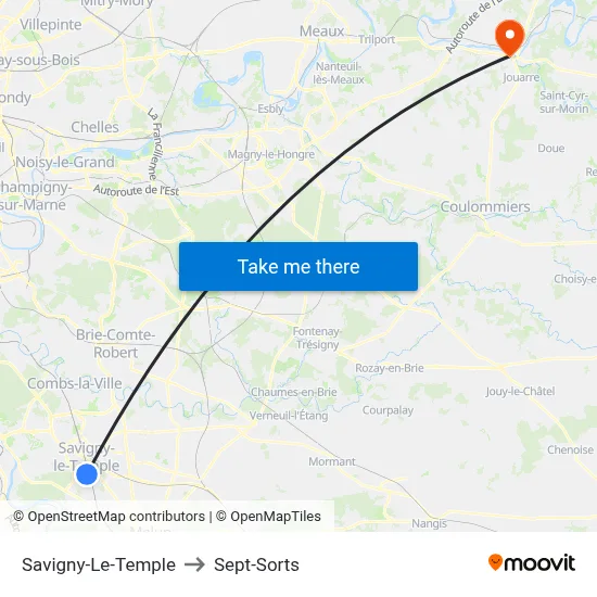 Savigny-Le-Temple to Sept-Sorts map