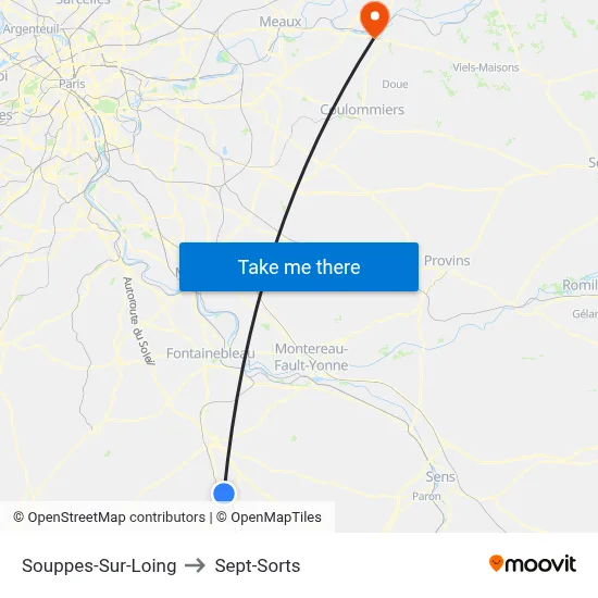 Souppes-Sur-Loing to Sept-Sorts map