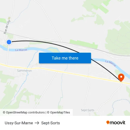 Ussy-Sur-Marne to Sept-Sorts map