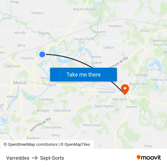 Varreddes to Sept-Sorts map