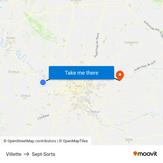 Villette to Sept-Sorts map