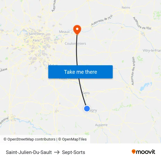 Saint-Julien-Du-Sault to Sept-Sorts map