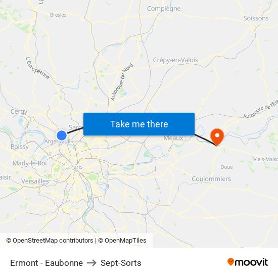 Ermont - Eaubonne to Sept-Sorts map