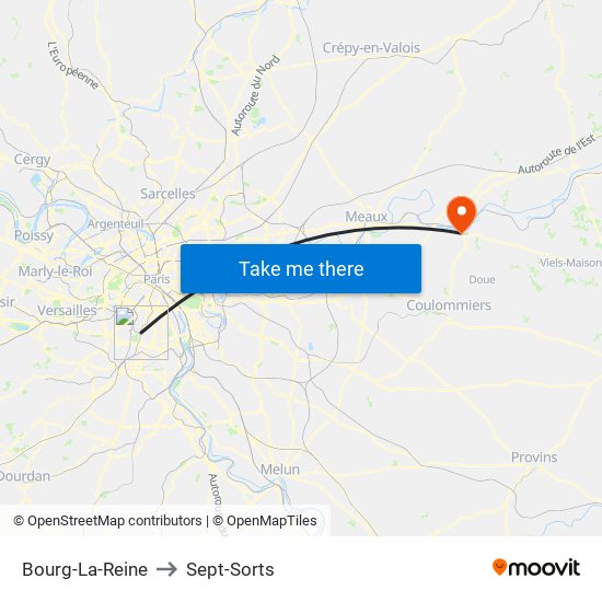 Bourg-La-Reine to Sept-Sorts map