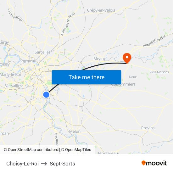 Choisy-Le-Roi to Sept-Sorts map