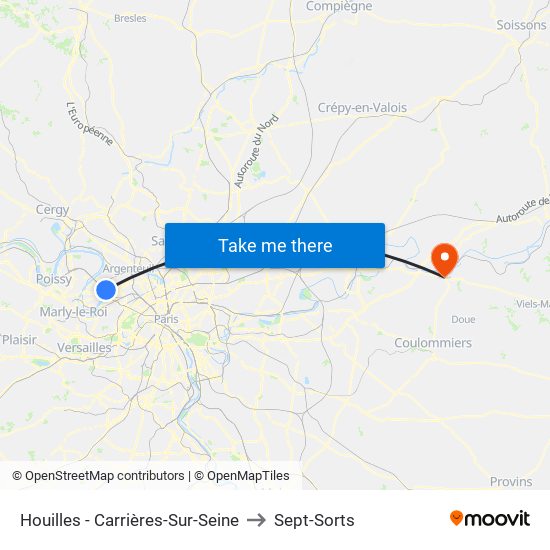 Houilles - Carrières-Sur-Seine to Sept-Sorts map