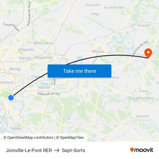Joinville-Le-Pont RER to Sept-Sorts map