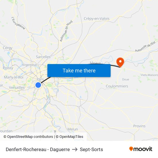 Denfert-Rochereau - Daguerre to Sept-Sorts map