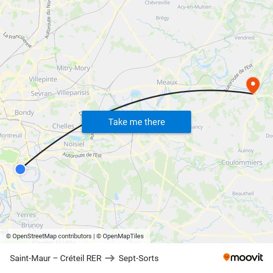 Saint-Maur – Créteil RER to Sept-Sorts map