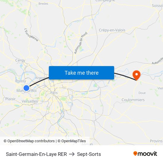 Saint-Germain-En-Laye RER to Sept-Sorts map