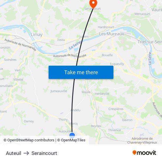 Auteuil to Seraincourt map