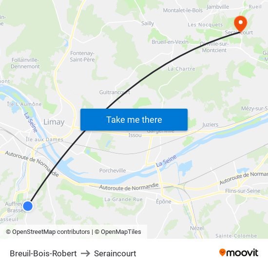 Breuil-Bois-Robert to Seraincourt map