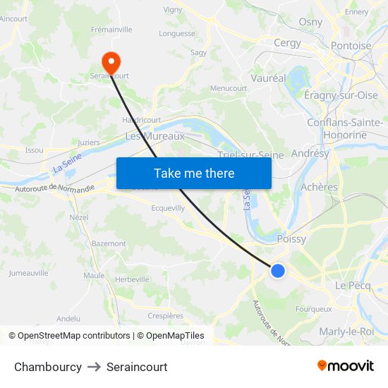 Chambourcy to Seraincourt map