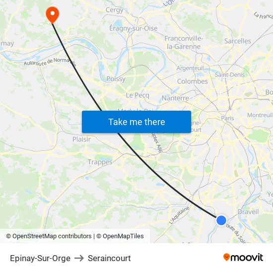 Epinay-Sur-Orge to Seraincourt map