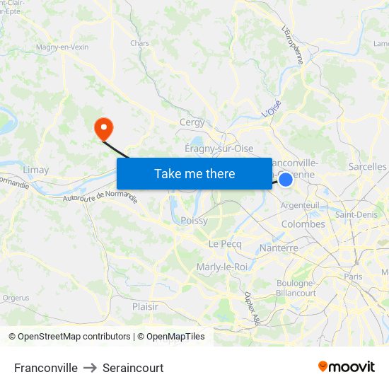 Franconville to Seraincourt map