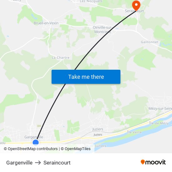 Gargenville to Seraincourt map