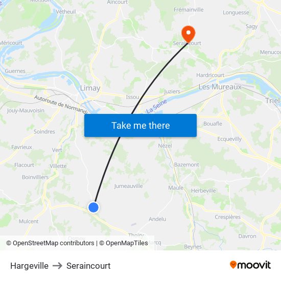 Hargeville to Seraincourt map