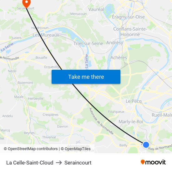 La Celle-Saint-Cloud to Seraincourt map