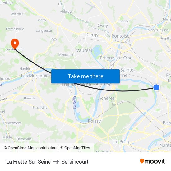 La Frette-Sur-Seine to Seraincourt map