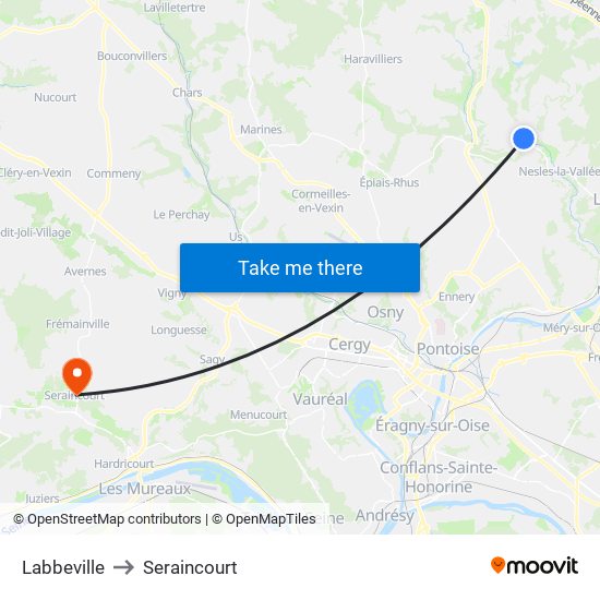 Labbeville to Seraincourt map