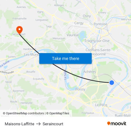 Maisons-Laffitte to Seraincourt map