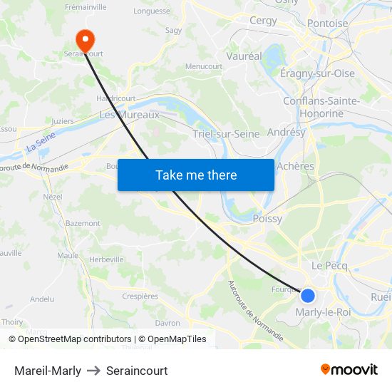 Mareil-Marly to Seraincourt map