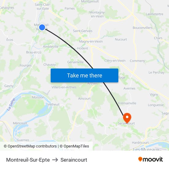 Montreuil-Sur-Epte to Seraincourt map