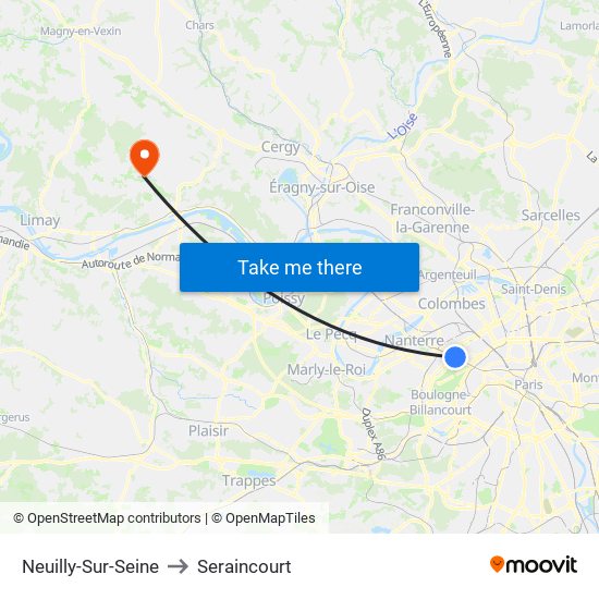 Neuilly-Sur-Seine to Seraincourt map