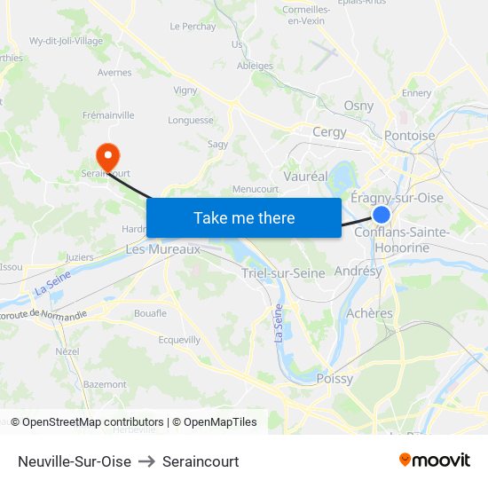 Neuville-Sur-Oise to Seraincourt map