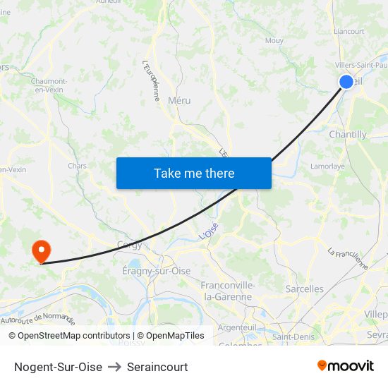 Nogent-Sur-Oise to Seraincourt map