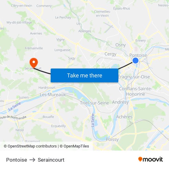 Pontoise to Seraincourt map